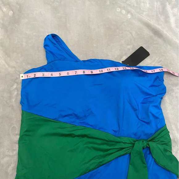 New! City Chic Capri one piece Ibiza blue absyinth one shoulder nwt 27212 - Picture 9 of 11